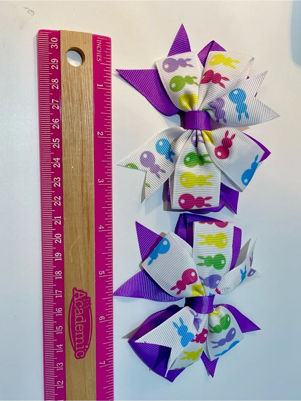 Bundle of 4 hair bows- blue, teal/aquamarine, Easter/peers